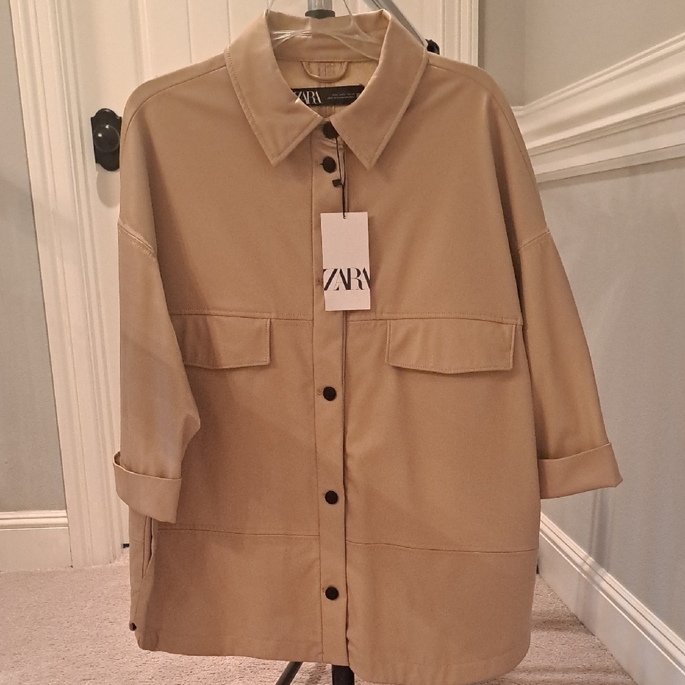 Zara Tan Utility Jacket Relaxed Fit